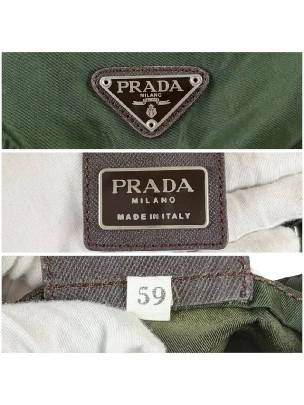 Prada Triangle Logo Backpack Tessuto Nylon Khaki Green